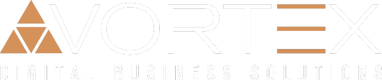 Vortex Digital Business Solutions Web Design Iowa City logo white