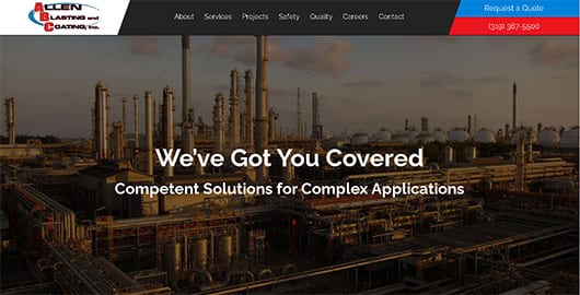 Vortex Digital Business Solutions, Allen Blasting and Coating Home Page